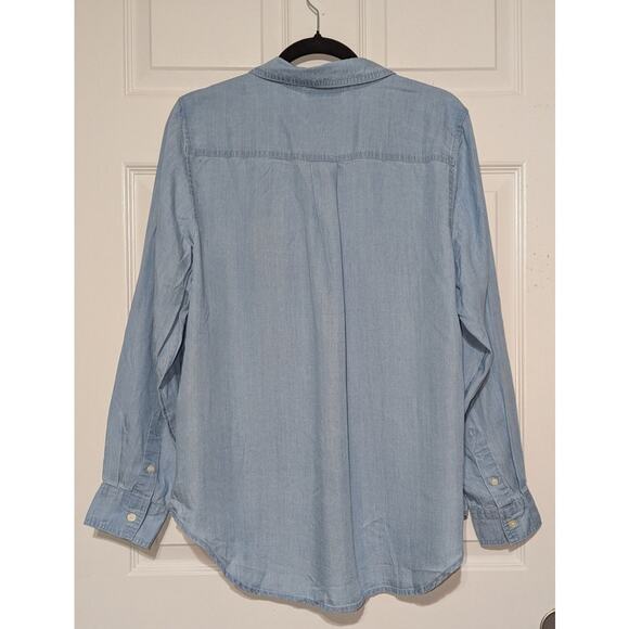 On 34th Women's Chambray Shirt Plus Size 0X Long Sleeve Casual Button Blue Top - Picture 7 of 16